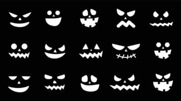 Collection of Halloween pumpkin faces icons. Spooky pumpkin smile jack vector