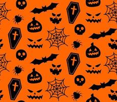 Seamless repeating pattern with Halloween symbols. silhouettes vector
