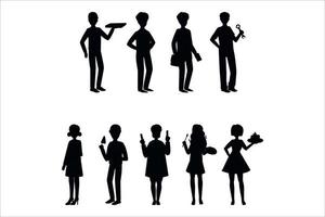 different people silhouettes vector