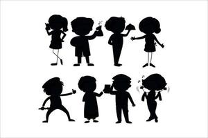 children silhouettes vector