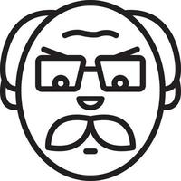 Line icon for angry old man vector