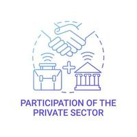 Participation of private sector gradient blue concept icon vector