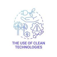 Use of clean technologies gradient blue concept icon vector