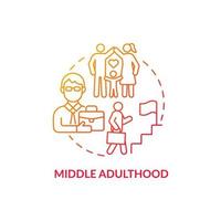 Middle adulthood red concept icon vector