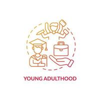 Young adulthood red concept icon vector