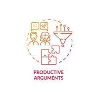 Icono de concepto rojo de argumentos productivos vector