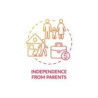 Independence from parents red concept icon vector