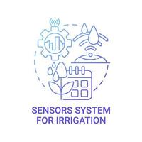 Sistema de sensor de gradiente de riego concepto icono azul vector