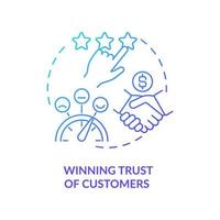 Win trust of customers blue gradient concept icon vector