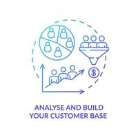 Analyse and build customer base blue gradient concept icon vector