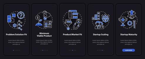 Startup lifecycle dark onboarding mobile app page screen vector