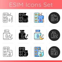 Maintaining life quality icons set vector