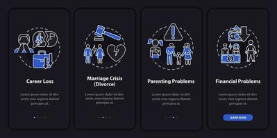 Parenting problems onboarding mobile app page screen vector