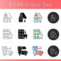 Survival first aid kit icons set vector