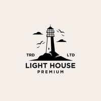 premium vintage lighthouse logo vector design