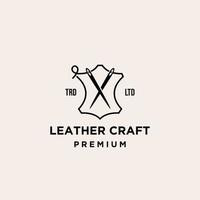 premium leather craft stitch vector logo