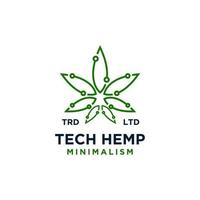 Premium tech hemp vector logo design