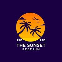 Ilustración de diseño de logotipo de playa puesta de sol vector