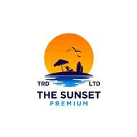 Sunset beach logo design illustration vector