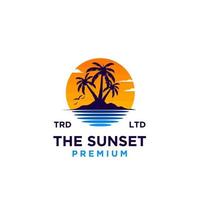 Sunset beach logo design illustration vector