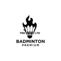 premium Shuttlecock on fire vector icon logo design for badminton