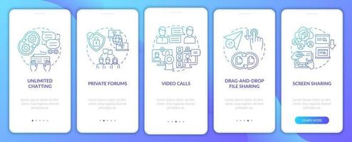 Business messaging blue gradient onboarding mobile app page screen vector