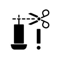 Trimming candle wick black glyph manual label icon vector
