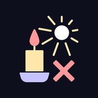 Protect candles from direct sunlight color label icon for dark theme vector