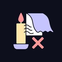 Keep candles away from air currents color label icon for dark theme vector