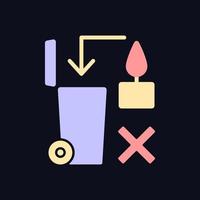 Never throw hot wax in trash bin RGB color label icon for dark theme vector