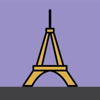 outline simplicity drawing of eiffel tower landmark vector