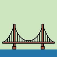 outline simplicity drawing of golden gate bridge landmark vector