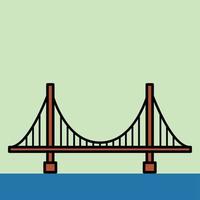 outline simplicity drawing of golden gate bridge landmark vector