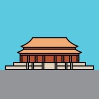 outline simplicity drawing of forbidden city landmark vector