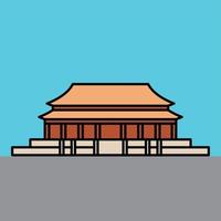 outline simplicity drawing of forbidden city landmark vector