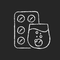 Effervescent tablet for cold chalk white icon on dark background vector