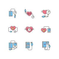 Early pregnancy symptom RGB color icons set vector