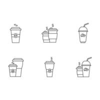 café para llevar pixel perfecto conjunto de iconos lineales vector