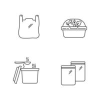 Takeout packages pixel perfect linear icons set vector