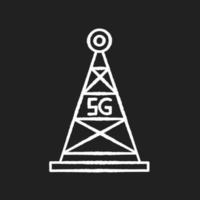 5G cell tower chalk white icon on black background vector