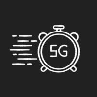 Conexión de velocidad rápida 5g icono blanco tiza sobre fondo negro vector