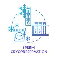 icono de concepto azul de criopreservación de esperma vector