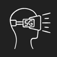 VR headset chalk white icon on black background vector