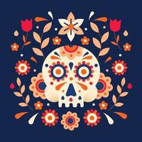 Day of the Dead Concept With Skull Floral vector