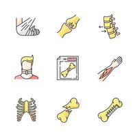 Bone fractures RGB color icons set vector