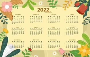 Calendario editable 2021 con decoración floral vector