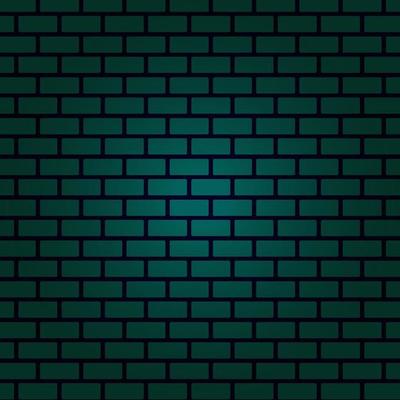 Green Nightly brick wall. Vector illustration.