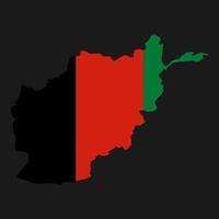 Afghanistan map silhouette with flag on black background vector