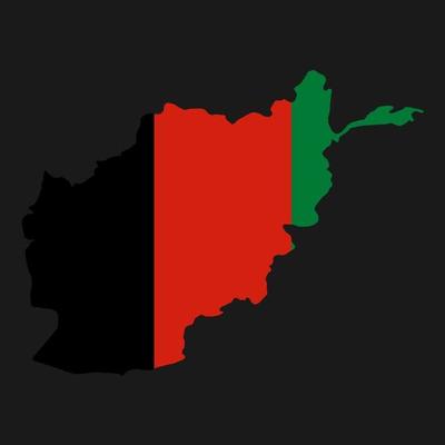 Afghanistan map silhouette with flag on black background