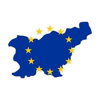 Mapa de Eslovenia con la bandera de la unión europea aislado sobre fondo blanco. vector